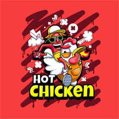 Hot Chicken Clipart for Tshirt