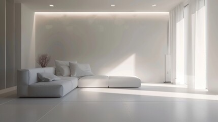 Fototapeta premium Minimalist virtual room, soft lighting