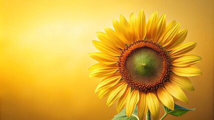 Obraz premium A Single Sunflower in Full Bloom Against a Golden Background, Its Vibrant Petals Reaching Towards the Sun, Evoking Images of Summer's Warmth and Joy.