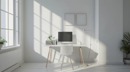 Fototapeta premium Minimalist work area, soft lighting