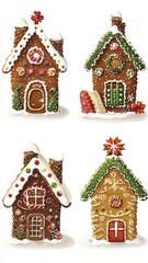 Naklejka premium Christmas gingerbread house in snow town,Cookie and candy house with christmas tree,holiday greeting season,gift for Christmas day,Merry Christmas,happy new year concept,copy space.