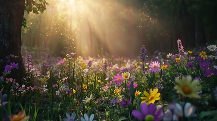Obraz premium Mesmerizing Time-Lapse of Wildflowers Growing and Blooming in a Beautiful Pastel Colored Field