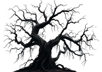 Scare full dead tree for Halloween' Day isolated on the white background,