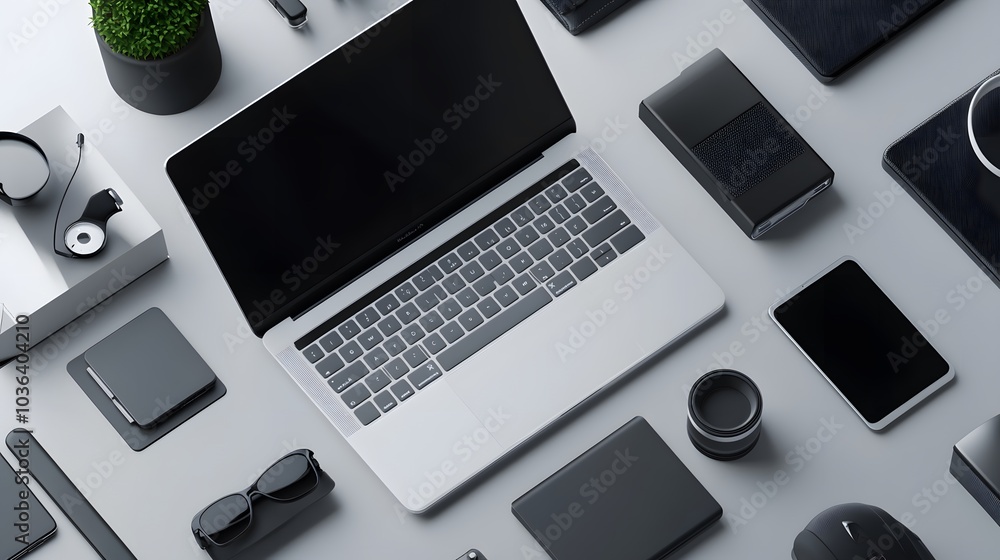 Poster tech devices connected to each other by mobile phone.