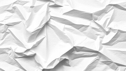 Obraz premium Crumpled white fabric, textured surface, soft folds, high contrast shadows, detailed creases, minimalist aesthetic, monochromatic, abstract composition, closeup view, studio lighting, clean backdrop, 