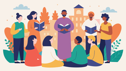 The community poetry reading is not just an event but a reflection of the strong and connected spirit of the local community.. Vector illustration