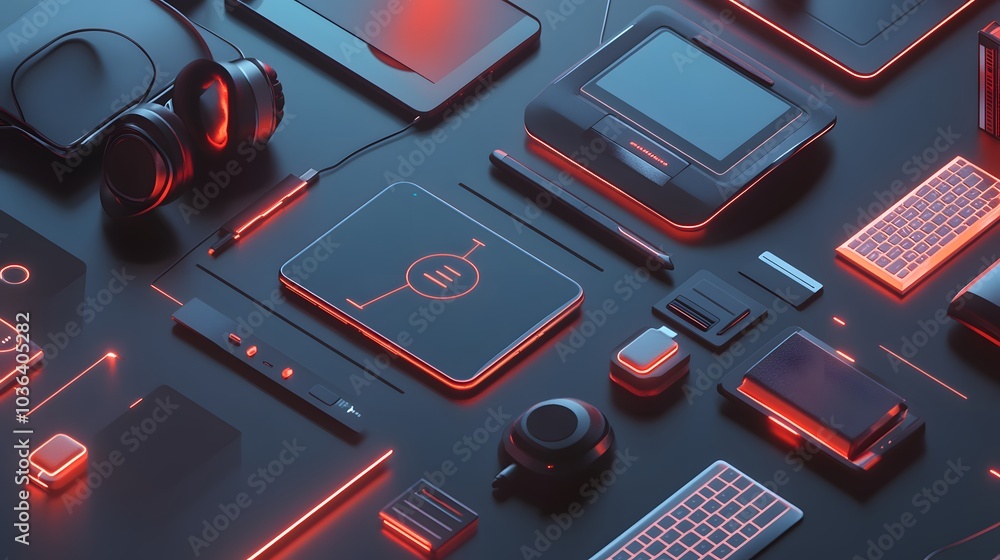 Poster tech devices connected to each other by mobile phone.
