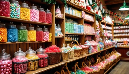 Fototapeta premium Colorful Candy Store Holiday Theme Display