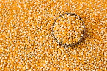 Dried corn kernels were designed with a bamboo bowl