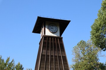 Old clock tower in Kiyosumi Park, Tokyo, Japan