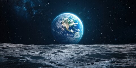 Stunning 3D of Planet Earth Floating in Starry Night Sky