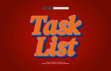 task list editable text effect with a work and office text style