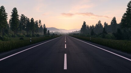 Obraz premium Serene Roadscape at Sunrise in Nature