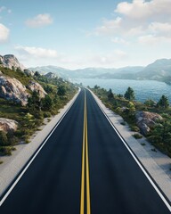 Scenic Open Road Along Mountain Landscape