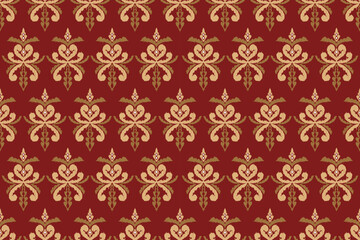 Ikat floral seamless pattern on background,damask seamless pattern,vector illustration,Ikat ethnic oriental embroidery,Aztec style,baroque.design for texture,fab,clothing,decoration,fashion.