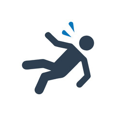 Slip And Fall Vector Icon on white background