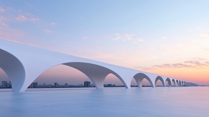 Obraz premium Serene Sunset Over Elegant Bridge Structure