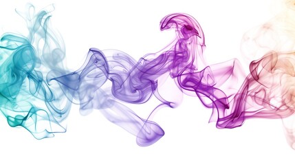 Dense multicolored smoke of red, purple and pink colors on a black isolated background. Background of smoke