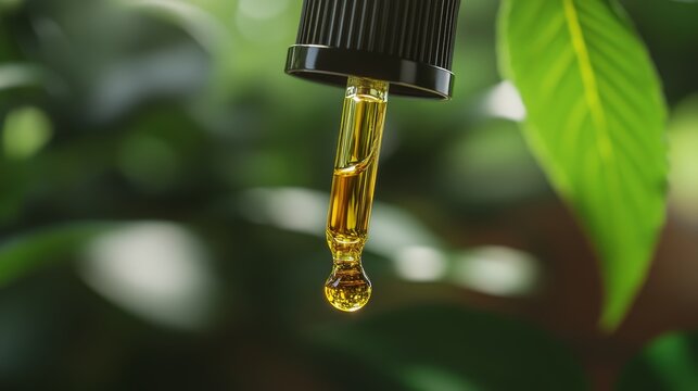 CBD Oil Dropper Bottle with Hanging Droplet   Wellness  Natural  Organic  Hemp Extract