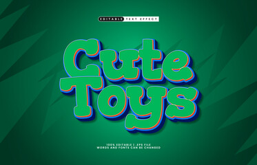 cute toys editable text effect with a kids and play text style