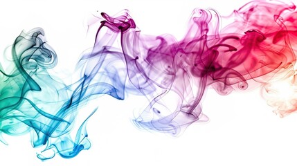 Fototapeta premium Dense multicolored smoke of red, purple and pink colors on a black isolated background. Background of smoke