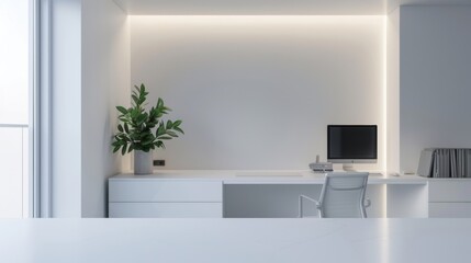 Minimalist tech corner, soft lighting