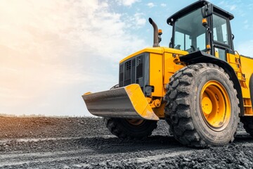 Fototapeta premium Yellow Bulldozer on Construction Site