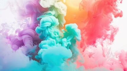 Dense multicolored smoke of red, purple and pink colors on a black isolated background. Background of smoke