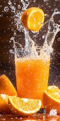 Suco de laranja fresco com gelo