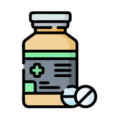 medicine bottle and pills
