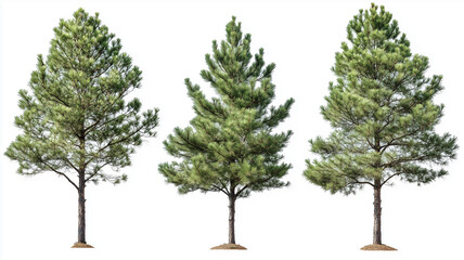 Fototapeta premium Set of loblolly pine tree isolated on a white background