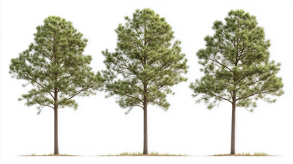 Obraz premium Set of loblolly pine tree isolated on a white background