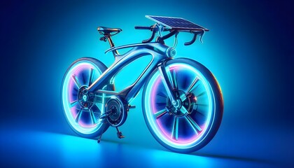 Fototapeta premium a modified bicycle with a blue background, Generative AI