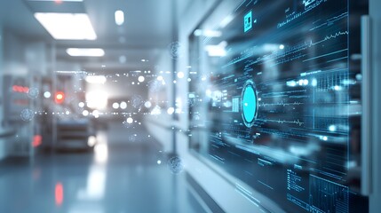 Fototapeta premium Blurred image of data center server racks and electronic equipment in a modern futuristic technology and communication infrastructure environment