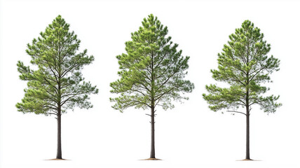Fototapeta premium Set of loblolly pine tree isolated on a white background