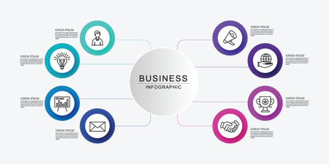 Modern Circular Round Infographic Design Template with 08 Data Points