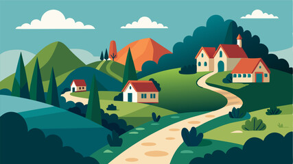 Fototapeta premium Tucked away at the end of a long winding path this secluded hamlet offers its residents a private and peaceful existence.