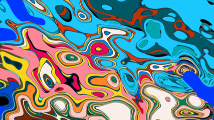 Obraz premium Colorful fluid abstract psychedelic background pattern for summer