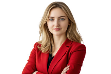 Business woman posing in non-profit organization isolated on transparent and white background.PNG image
