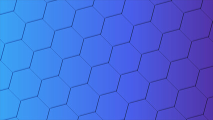 Hexagonal gradient background with blue hexagons, Abstract Geometric Background with Hexagon Shapes and Pastel Colors.