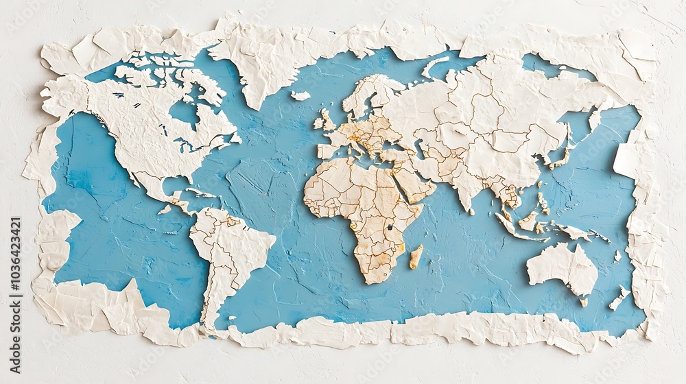 Poster intricate textured world map art a unique perspective on geography and global connections in modern 