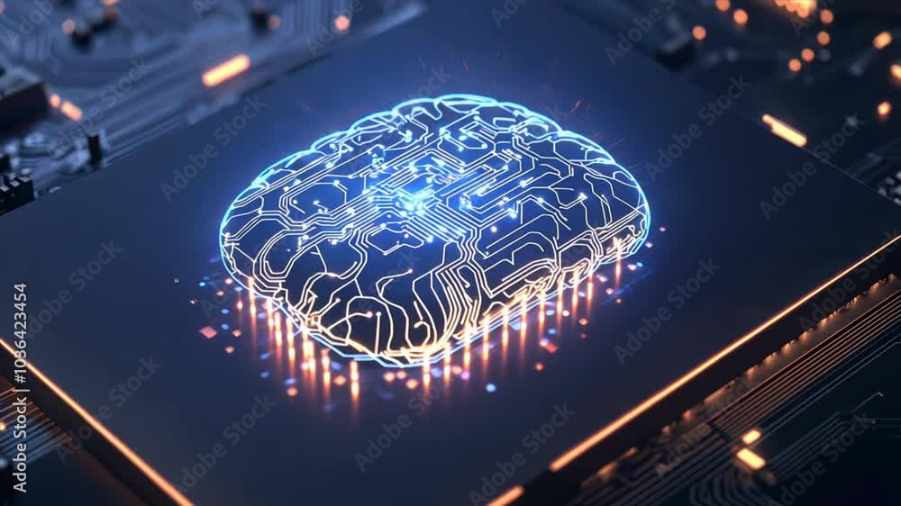 Poster quantum computing brain concept, leveraging quantum mechanics for faster, more powerful ai brain com