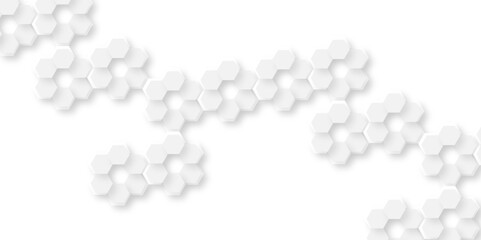 Abstract technology hexagonal background. Illustration of a white background with hexagonal template. White hexagon honeycombs background. Hexa gray Abstract Geometric Wide Banner Design.