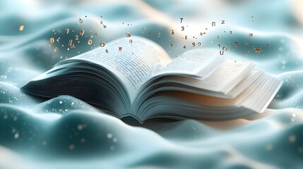 Vibrant Open Book with Enchanting Pages Swirling in Dreamlike Motion Conveying the Power of Knowledge and Imagination
