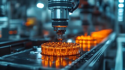 Close up of Metalwork Drilling Process in Modern Industrial Factory