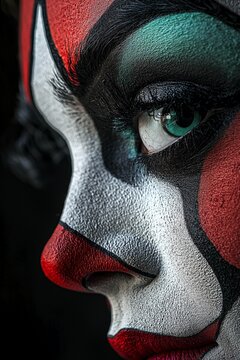close-up of a beautiful cholo clowns face