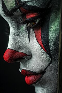 close-up of a beautiful cholo clowns face