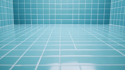 Obraz premium Bright Aqua Tiled Surface in a Bathroom Setting