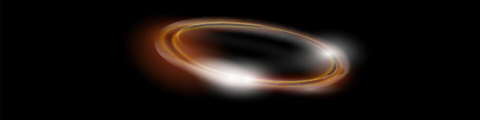 Circular flare transparent light effect. Abstract galaxy ellipse border. Luxury shining rotational glow line. Power energy glowing ring trace. Round shiny frame.