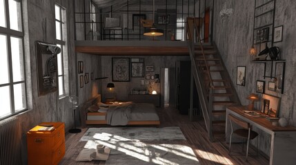 Cozy Industrial Loft Interior